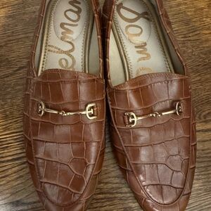 Sam Edelman Light Brown, Crocodile Embossed Loafers With Bit, Like New, Size 8.5